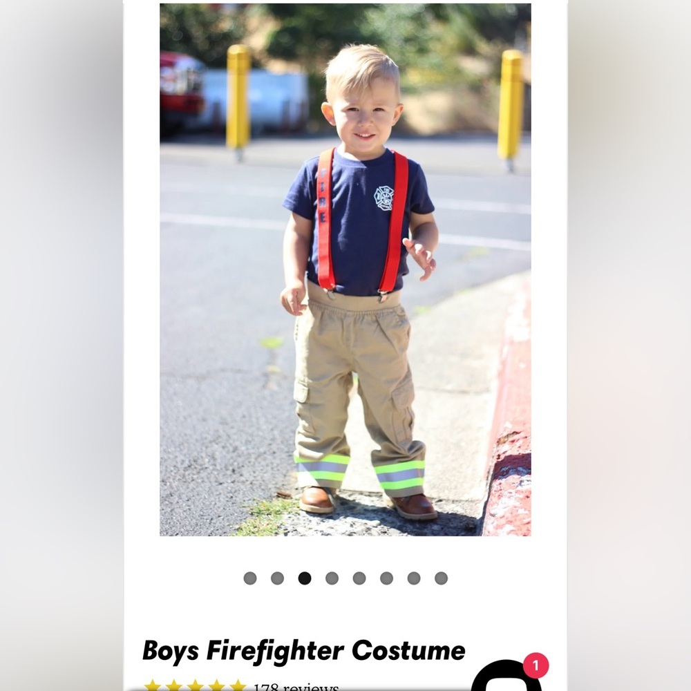 Fireman boys girls size 3T Costume outfit shirt pants suspenders birthday